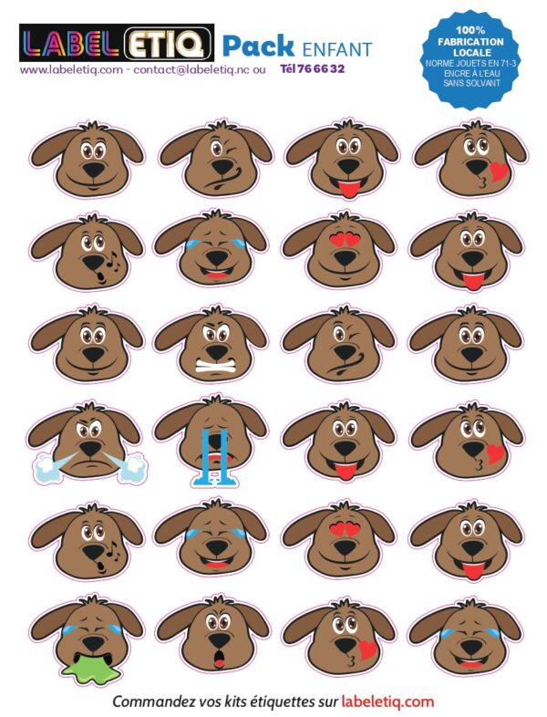 Pack créativité : 24 étiquettes Chien